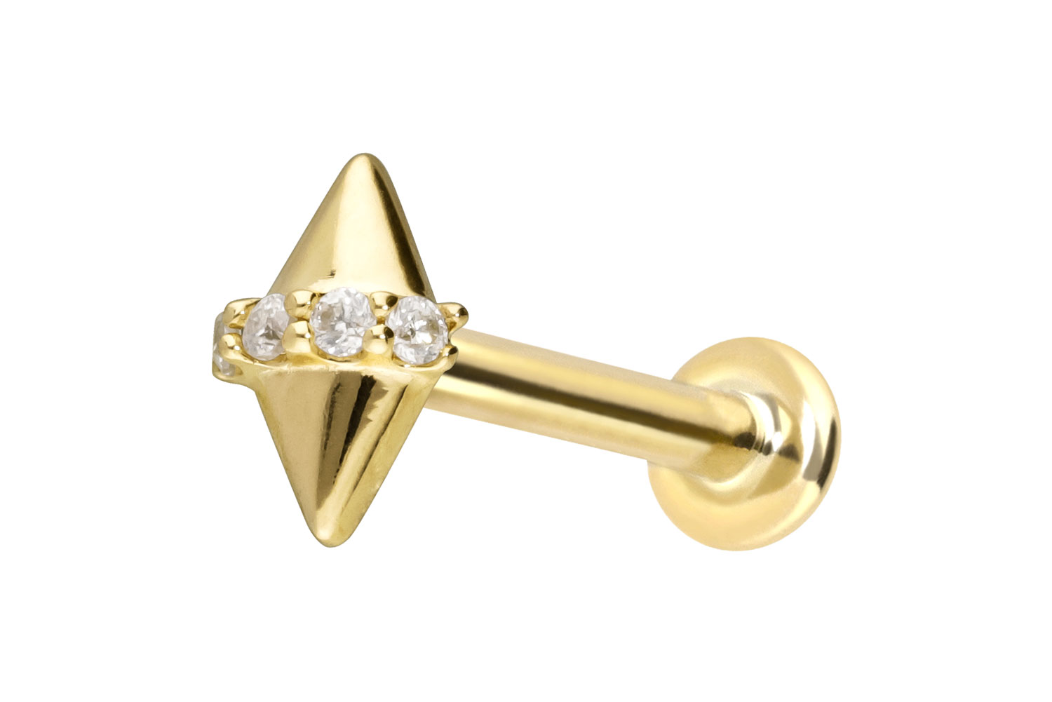 14 Karat Gold Labret mit Push Fit MOISSANITE + 2 SPITZEN